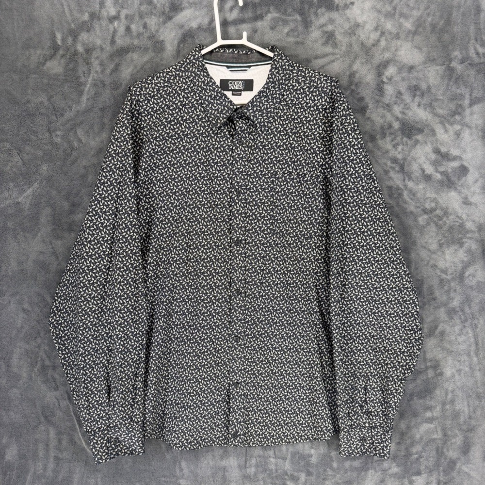 Cody James Shirt Mens 3XL Core Black White Leaf Print Button-Down CCFA21W8 EUC